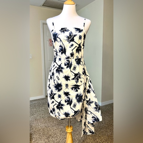 OSMAN Beetle Floral Ruffle fluttered Mini Dress cottagecore coquette womens 6 - Picture 2 of 14